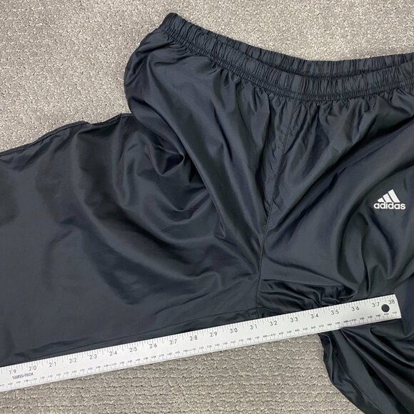 Vintage Y2K Adidas Windbreaker Track Pants Men's Medium Black Nylon Ankle Zip - Picture 15 of 16
